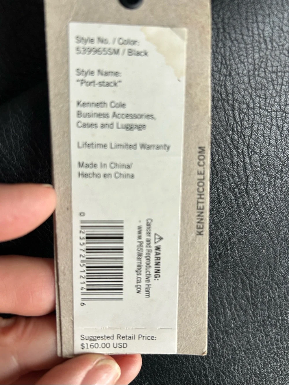 NWT Kenneth Cole Reaction Black Laptop Brief Case w/Carry Strap and Handles.